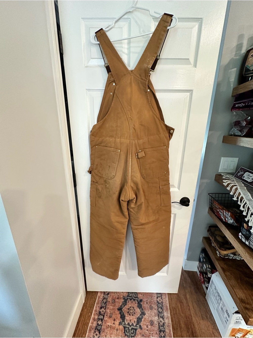 Carhartt quilted Canvas Coveralls with Dark Brown Straps 34x30 - Picture 6 of 11